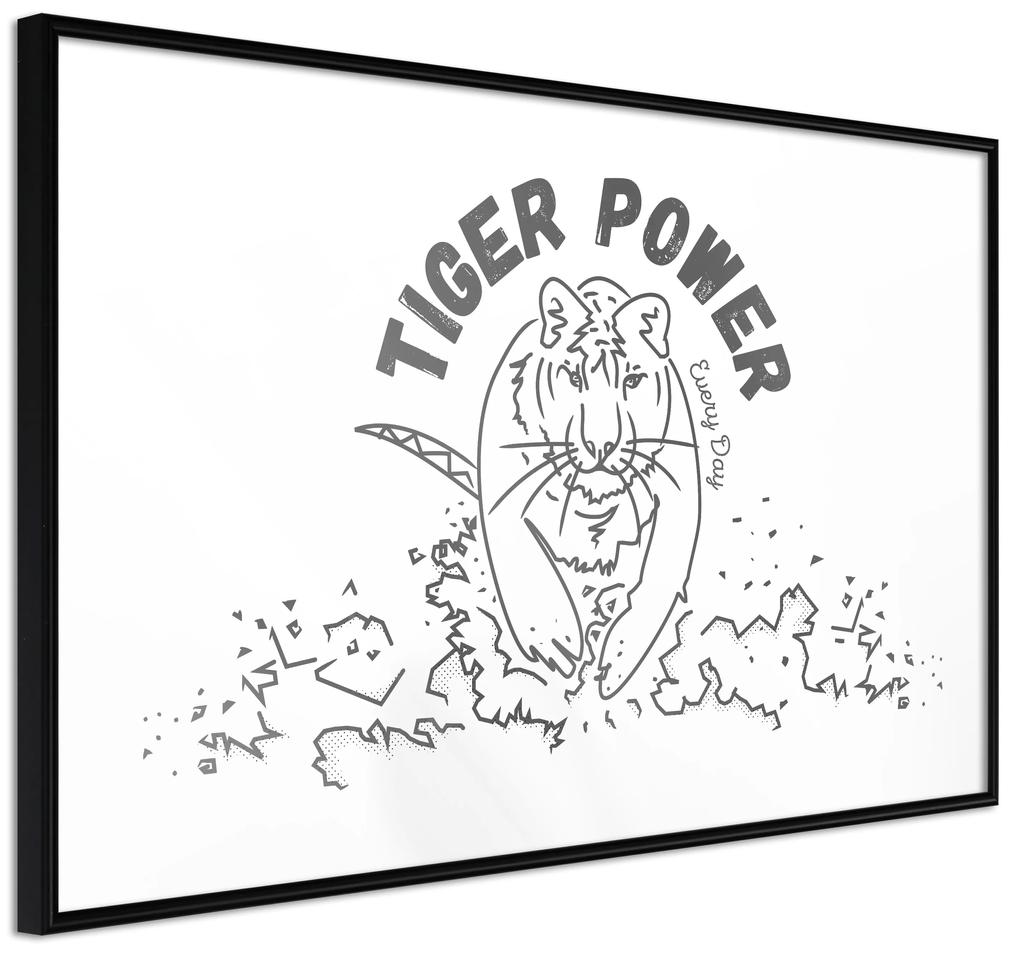 Artgeist Plagát - Tiger Power [Poster] Veľkosť: 90x60, Verzia: Zlatý rám s passe-partout