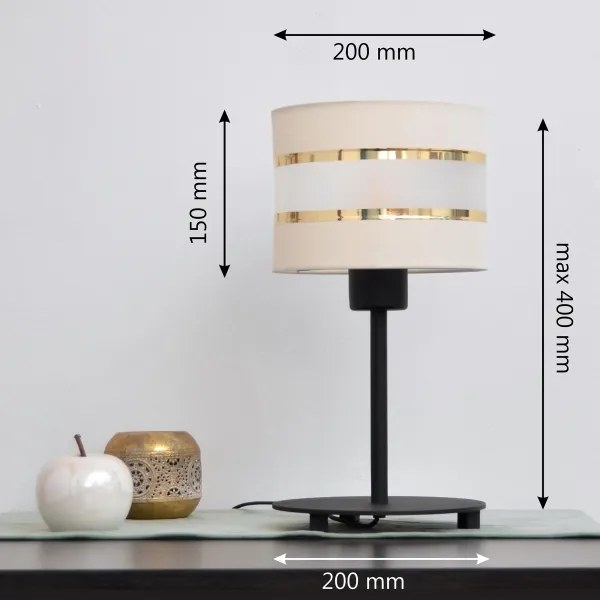 LED Stolná lampa HELEN 1xE27/15W/230V krémová/čierna/zlatá