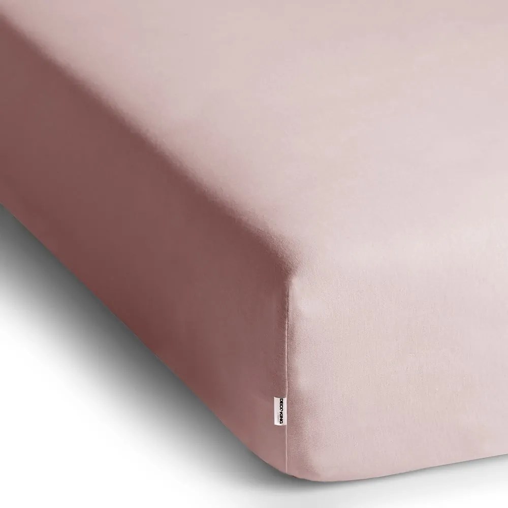 Svetloružová napínacia plachta jersey 180x200 cm Amber – Restilo