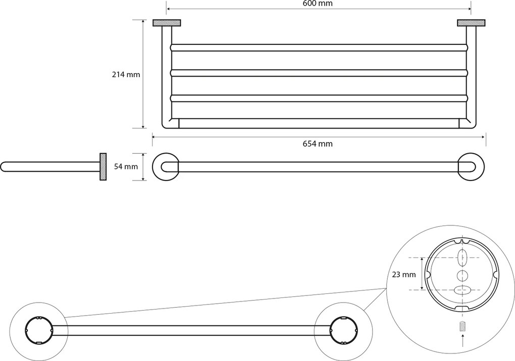 Sapho Sapho, LARISSA polička na uteráky 600mm, chróm, WS028