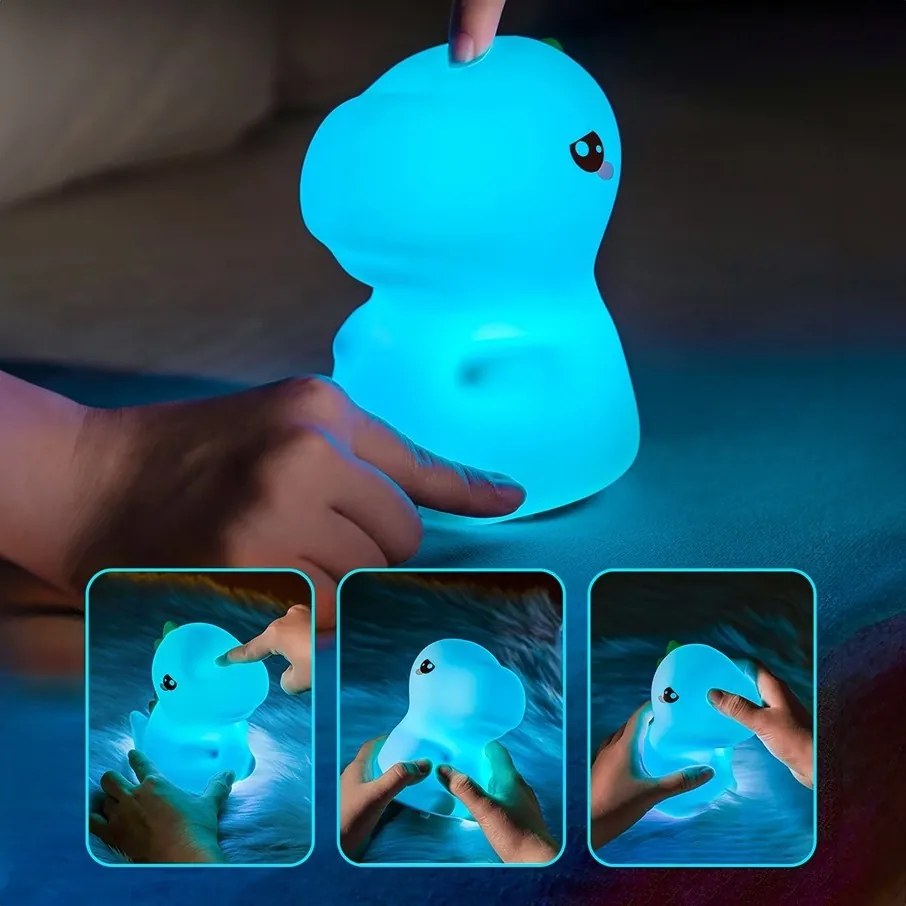 Detská stolná LED lampa Dino biela