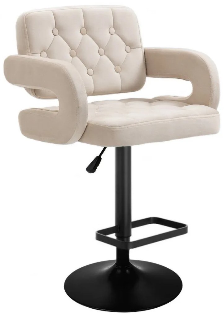 LuxuryForm DESIGN Barová stolička ADRIA VELUR na čiernom tanieri - krémová