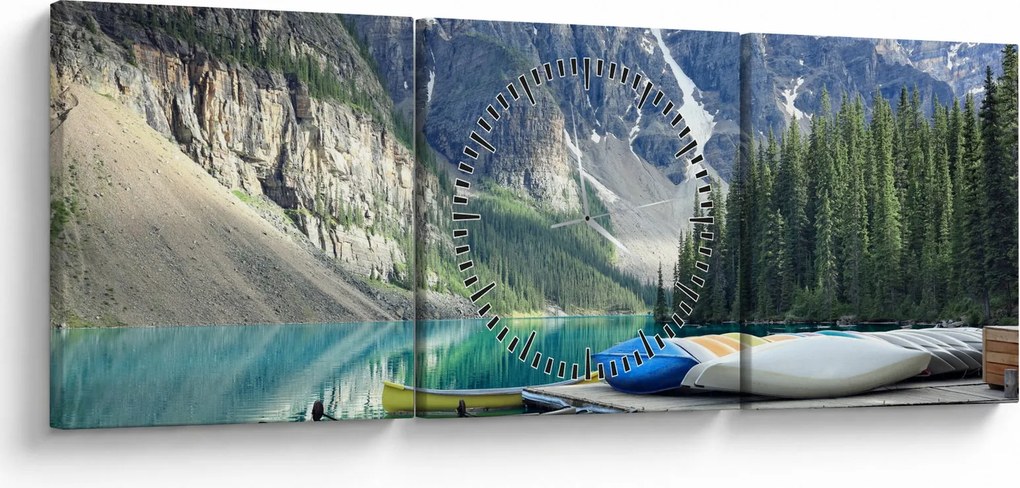 Obraz - Moraine Lake (s hodinami) (90x30 cm)