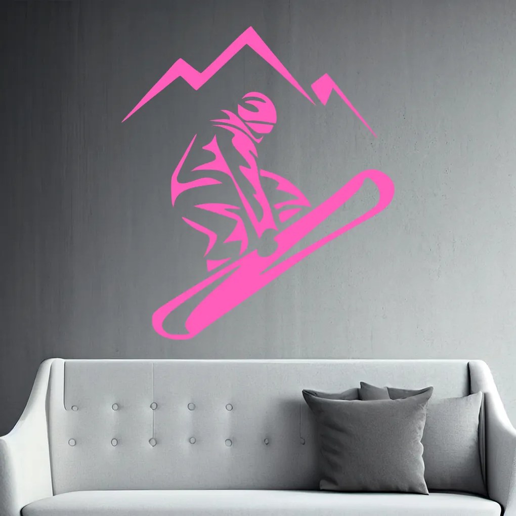 Veselá Stena Samolepka Snowboardista Farba: šedá, Veľkosť: 80 x 92 cm