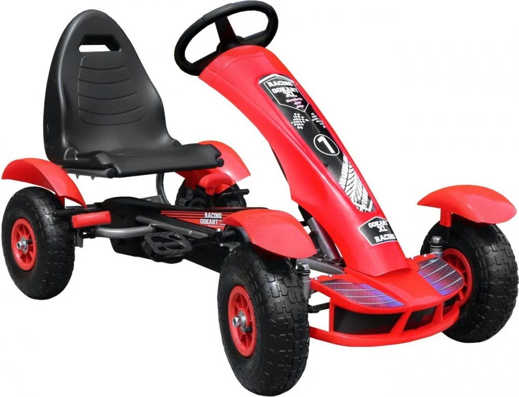 Ramiz Závodná XL motokára pre deti 3+ Červená + Nafukovacie kolesá + Nastaviteľné sedadlo + Voľnobeh