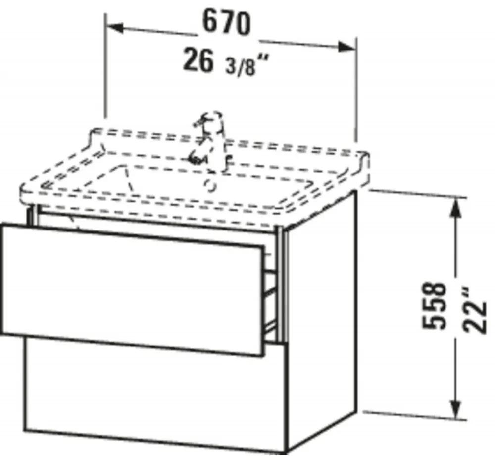 DURAVIT L-Cube závesná skrinka pod umývadlo, 2 zásuvky, 670 x 469 x 558 mm, biela vysoký lesk, LC626402222
