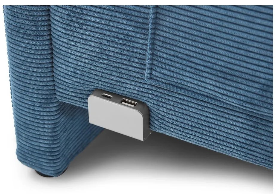 Modrá čalúnená rohová detská posteľ bez roštu 140x200 cm Cool – Meise Möbel