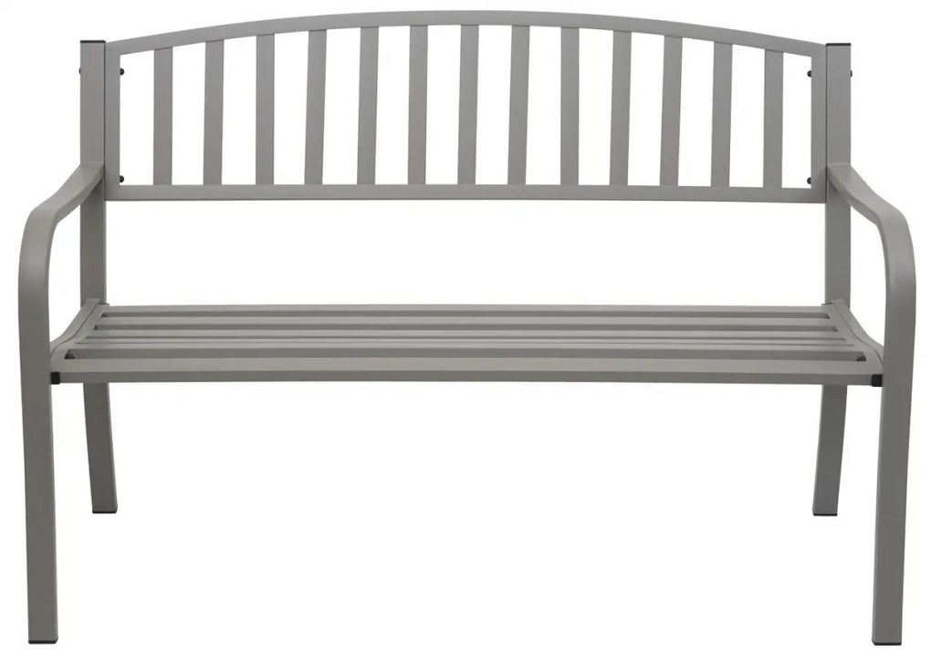 Záhradná lavička F43 2-miestna - práškovaná oceľ, 128 cm - Sivá