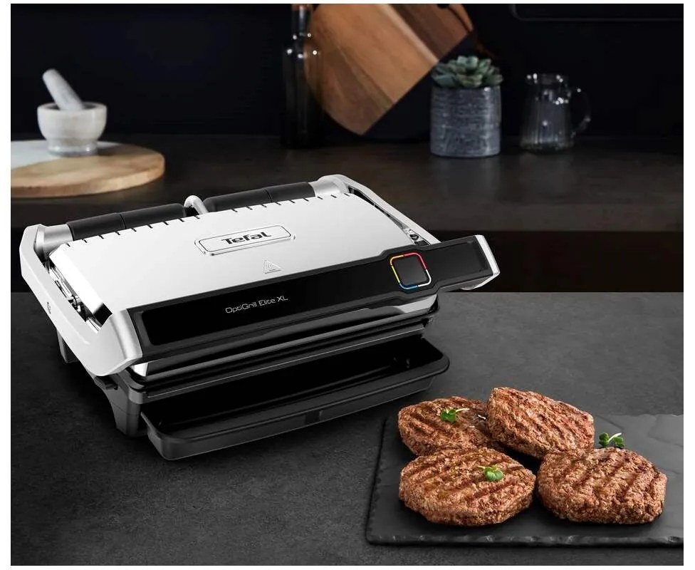 Elektrický gril Tefal OptiGrill Elite XL GC760D30 Nerezový/Čierny