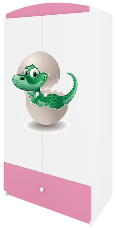 Detská skriňa Babydreams 90 cm dinosaurus ružová