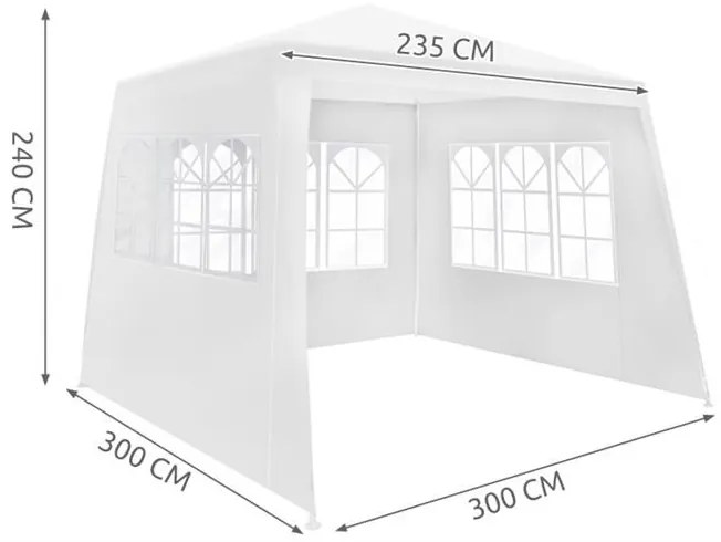 Malatec Záhradné párty stan 3x3 m + 3 bočné steny, biely, 5502