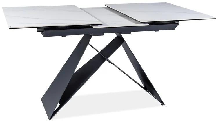 Rozkladací jedálenský stôl 120-160 cm Wallace (biela + čierna) (pre 4 až 6 osôb). Vlastná spoľahlivá doprava až k Vám domov. 1050963