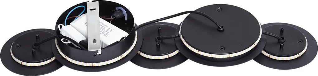 Moderné nástenné svietidlo čierne vrátane LED 3-stupňové stmievateľné 5-svetiel - Sunrise