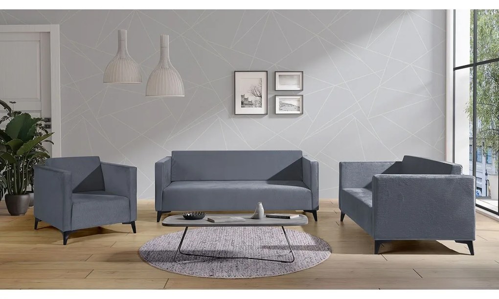 Sedacia súprava Denim 3+2+1, Dostupné poťahy: Solo 251, Farby nožičiek: biely lesk