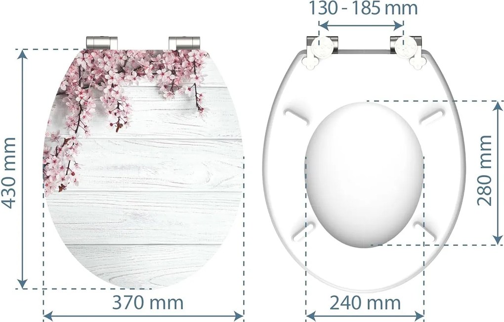 Eisl Sanitär WC sedadlo MDF Soft Close Flowers and Wood High Gloss 80549