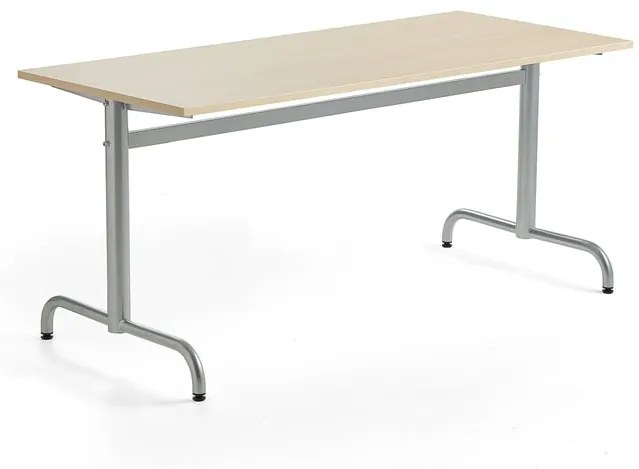 Stôl PLURAL, 1600x700x720 mm, HPL - breza, strieborná