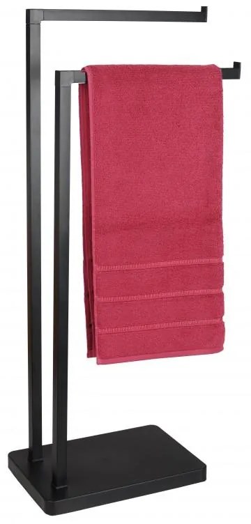 Erga Roki, dvojramenný vešiak na uteráky 30,5x20,5x80,5 cm, čierna matná, ERG-YKA-P.ROKI-BLK