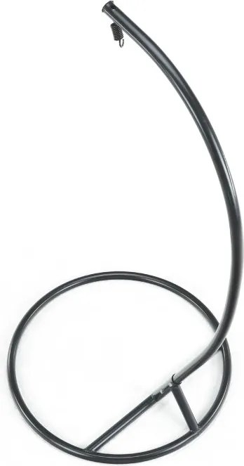 Čierne závesné kreslo KOKON so stojanom, zeleno-biely vankúš