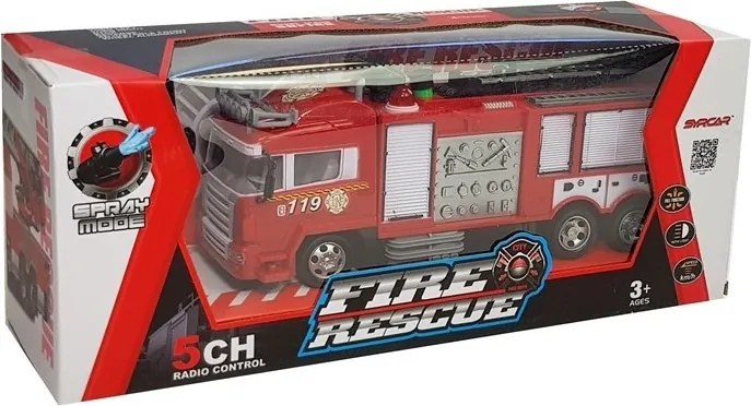 LEAN Toys Hasičské auto pre rádiové diaľkové ovládanie (R/C), červené