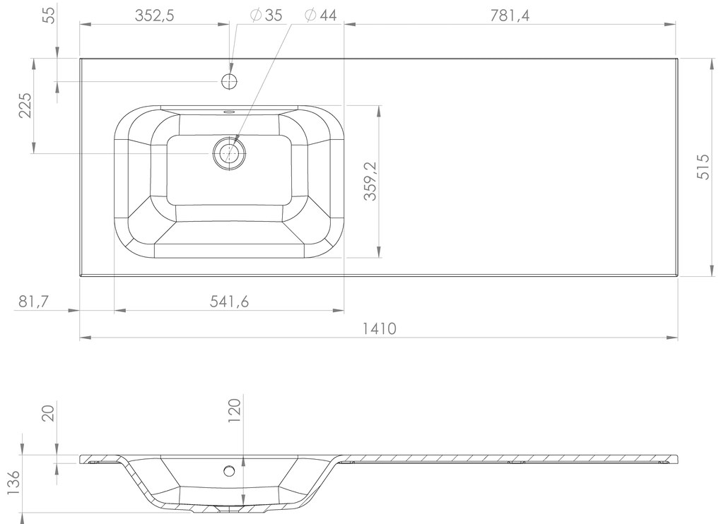 Sapho Sapho, LOREA skrinka 140x46x51,5cm (70+70cm), ľavá, dub alabama/biela matná, LE070-2231-L-05