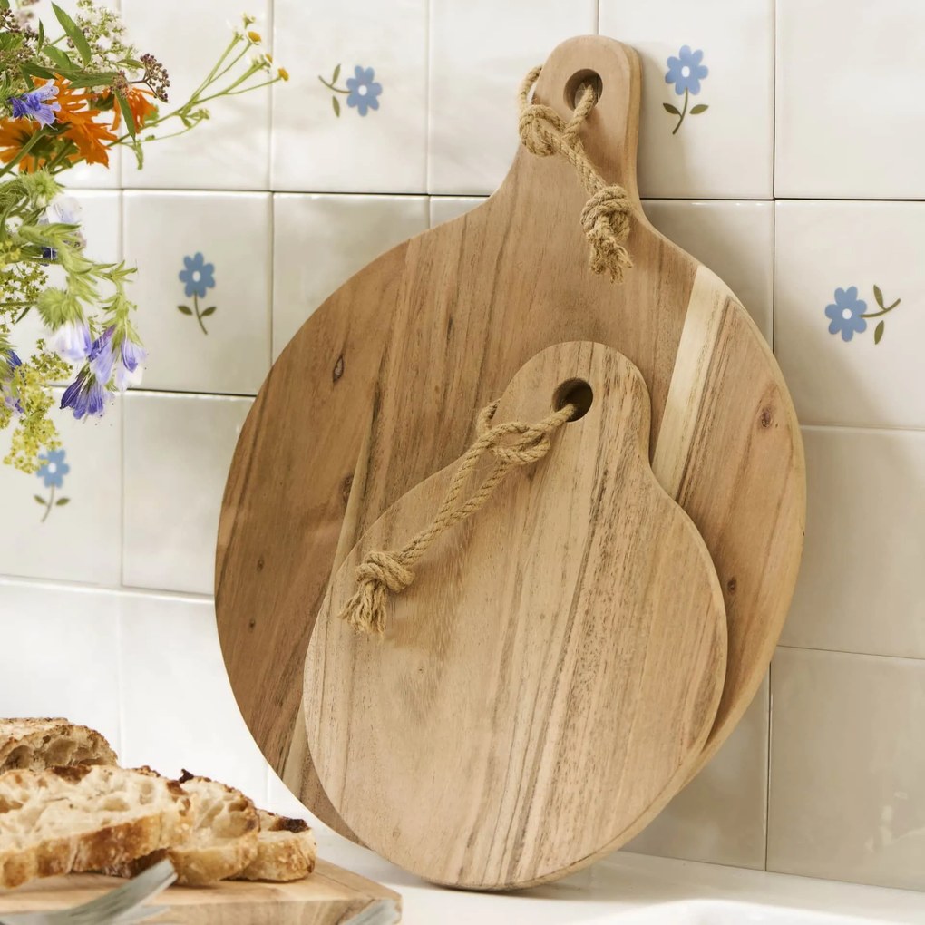 Ib Laursen Drevená doska na krájanie Accacia Round Handle Small