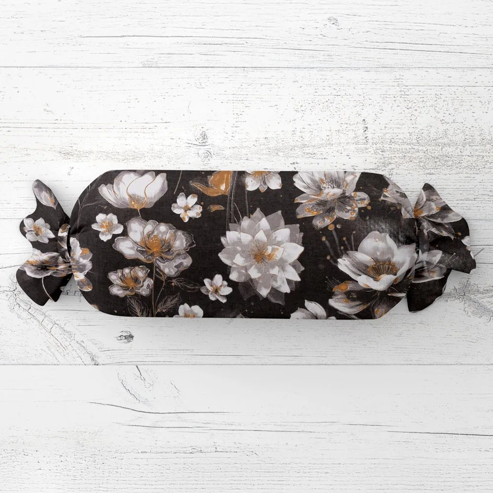 Biante Vankúš valec bonbon Sandra SA-625 Magické lekná na temne hnedom 15x80 cm