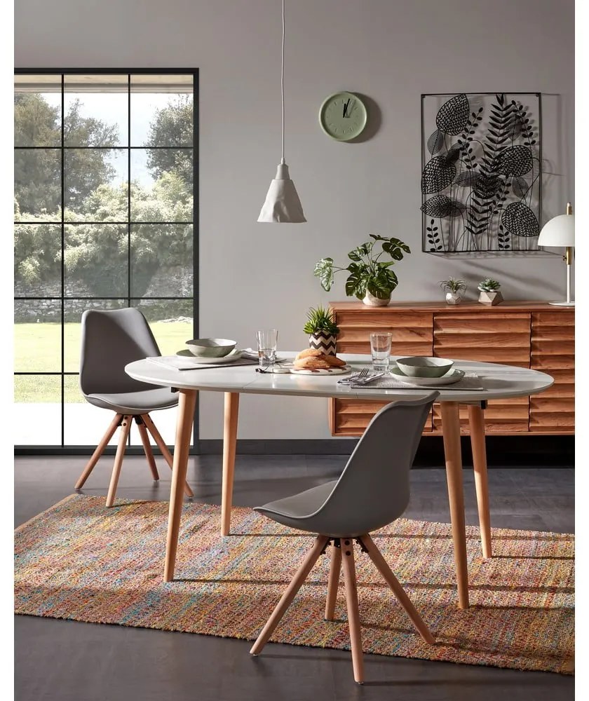 Biely rozkladací jedálenský stôl s bielou doskou 90x120 cm Oqui – Kave Home