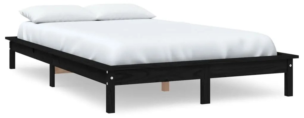 vidaXL Rám postele čierny 120x190 cm malé dvojlôžko masívna borovica
