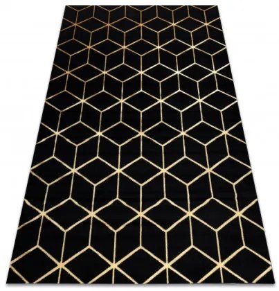 Koberec GLOSS 409C 86 3D kocka glamour - čierny, zlatý