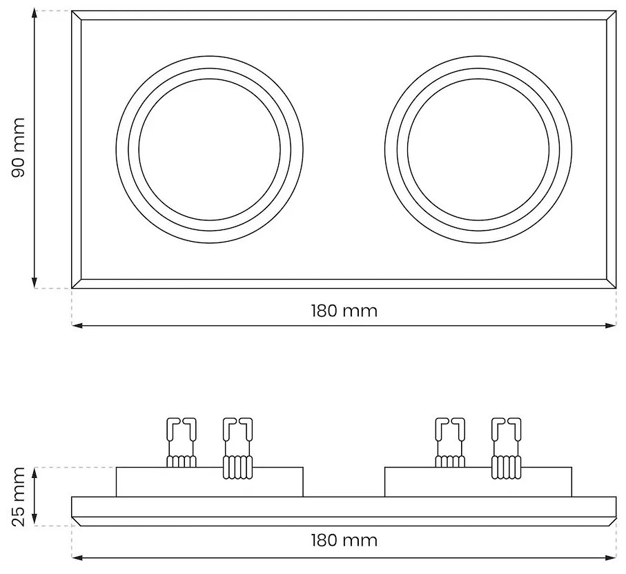 Podhľadové svietidlo Glass Square II, 1x sklenené/čierne kovové tienidlo, b