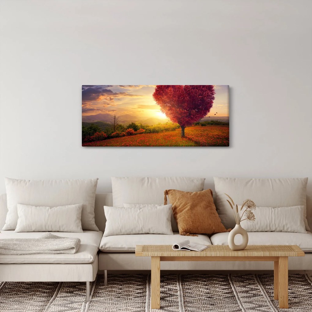 Obraz stromu v tvare srdca (120x50 cm)