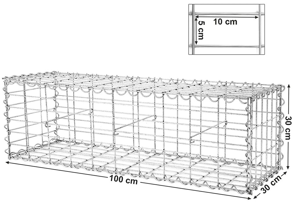 Gabiónový kôš 100x30x30 cm