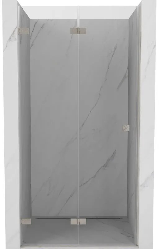 Mexen, Mexen Lunar-F skladacie ľavé sprchové dvere 60 cm, transparentné, brúsený nikel - 836-060-000-97-00-L