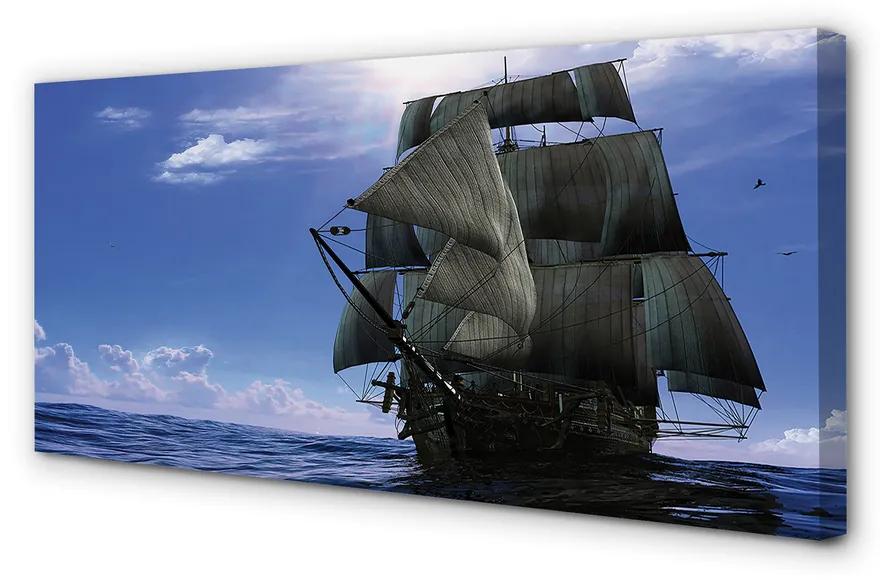 Obraz canvas Morská oblačnosti loď 100x50 cm
