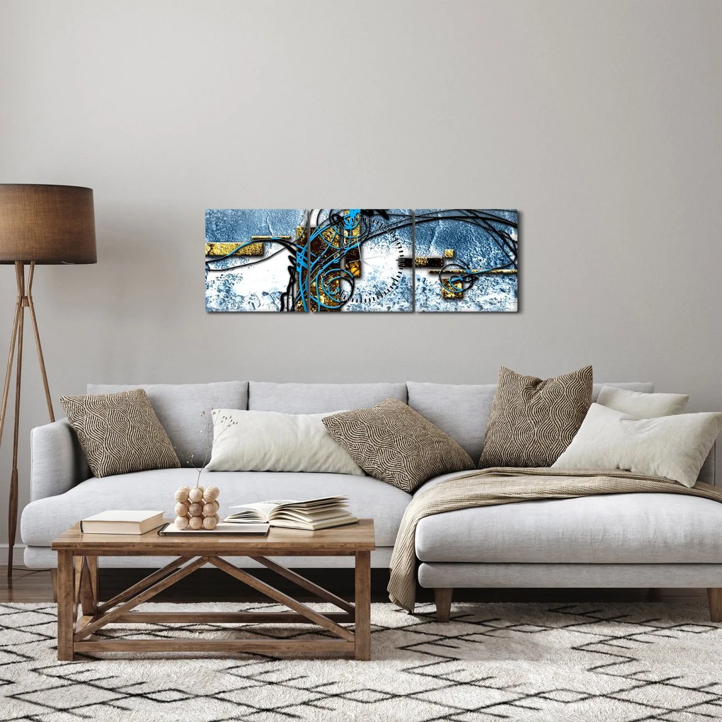 Abstraktný obraz (s hodinami) (90x30 cm)
