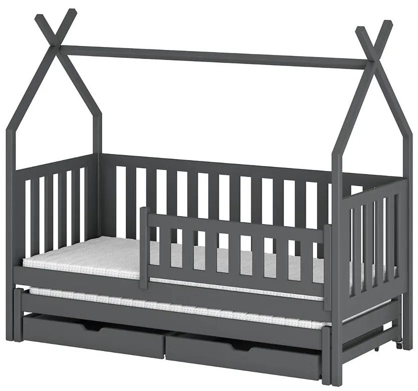 Posteľ Domček Tytus 90x200 grafit