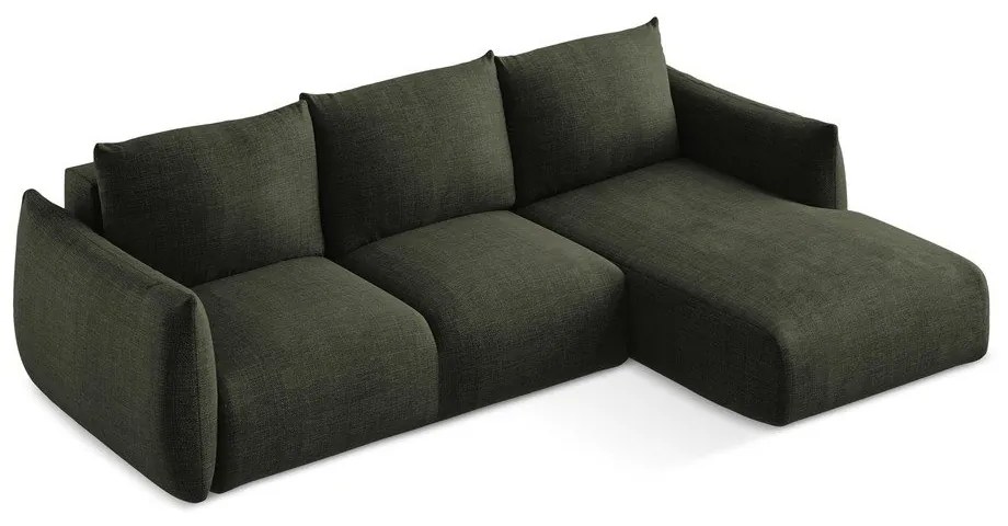 Zelená rozkladacia rohová pohovka (pravý roh/s leňoškou) Leila – Makamii