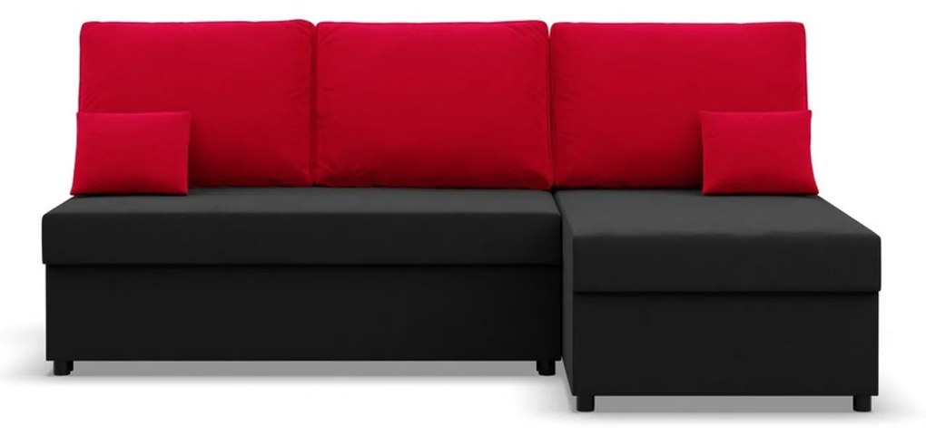 Rohová rozkladacia sedacia súprava DELI Čierna/červená