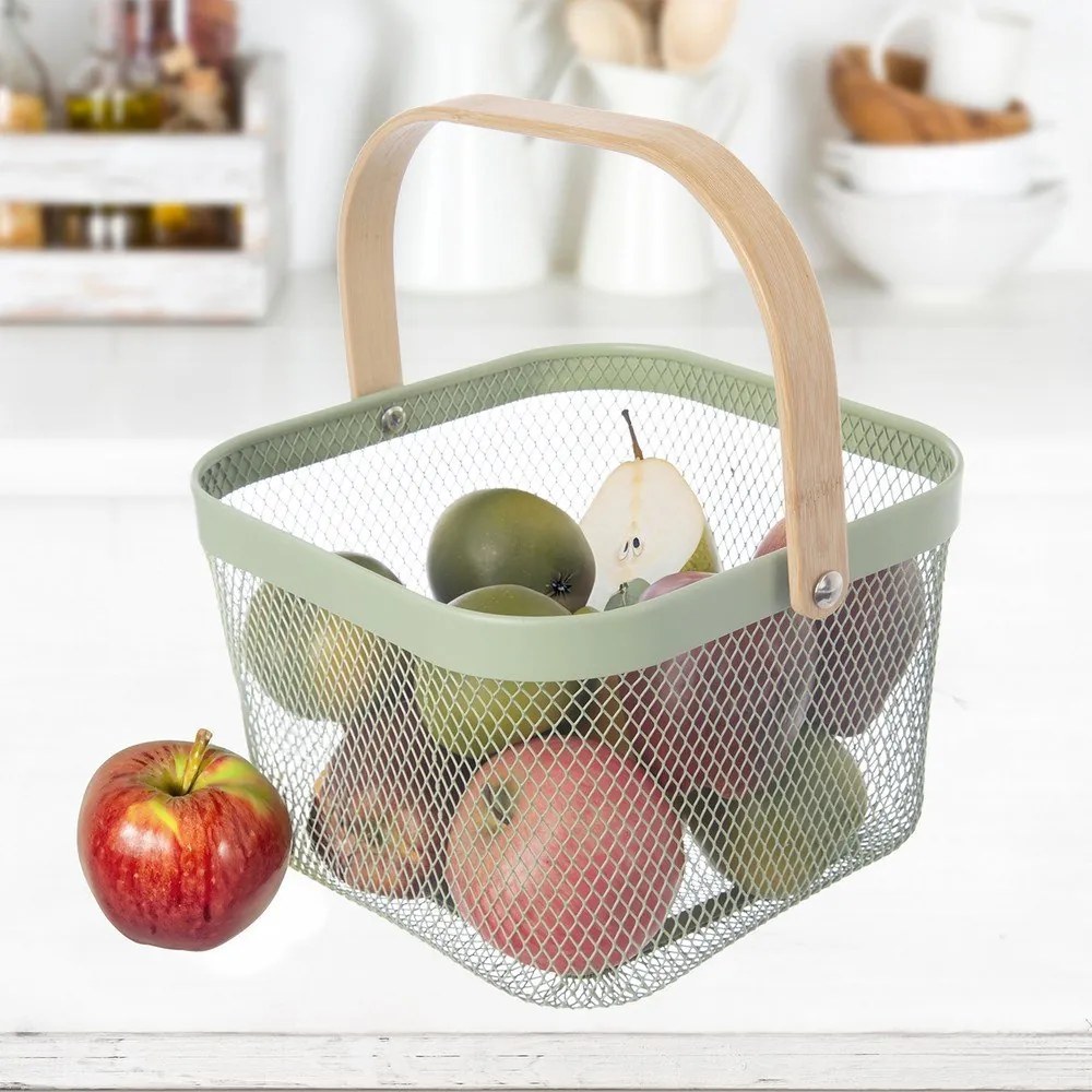 Drôtený kovový košík 24,5x24,5x30 cm Greenish – Orion