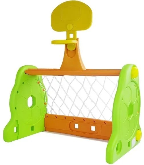 LEAN TOYS Detská basketbalovo-futbalová bránka zeleno-oranžová
