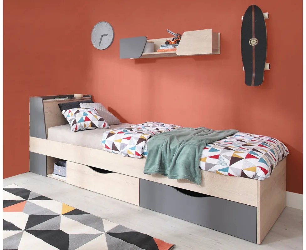 Mládežnícka posteľ 120 x 200 Delta DL14 L/P - dub / antracit - Meblar