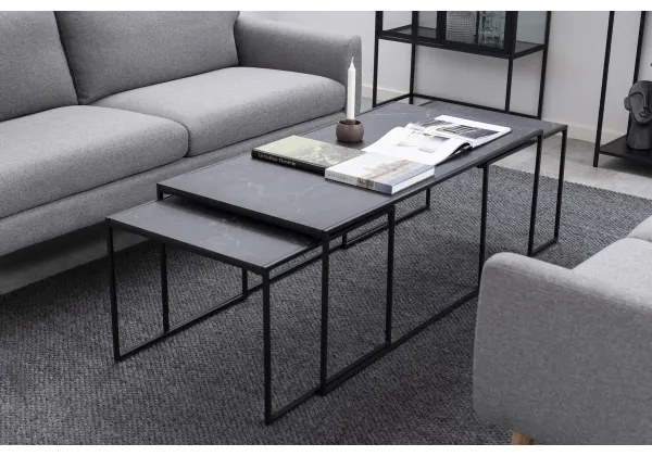 Súprava konferenčných stolíkov ALMA, 3 ks, antracit