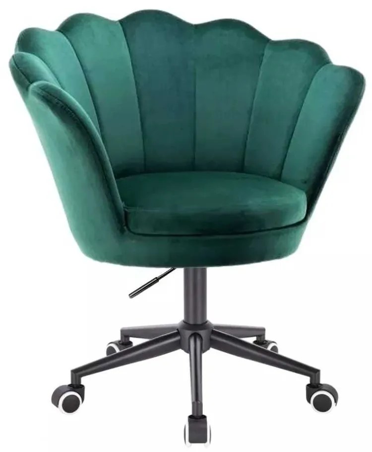 LuxuryForm DESIGN Kreslo FREY VELUR na čiernej podstave s kolieskami - zelené