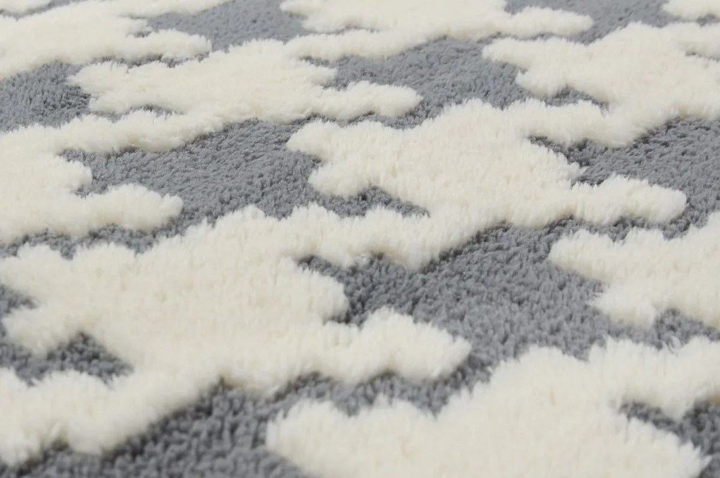 Plyšový koberec 3D Home - Clover - šedý