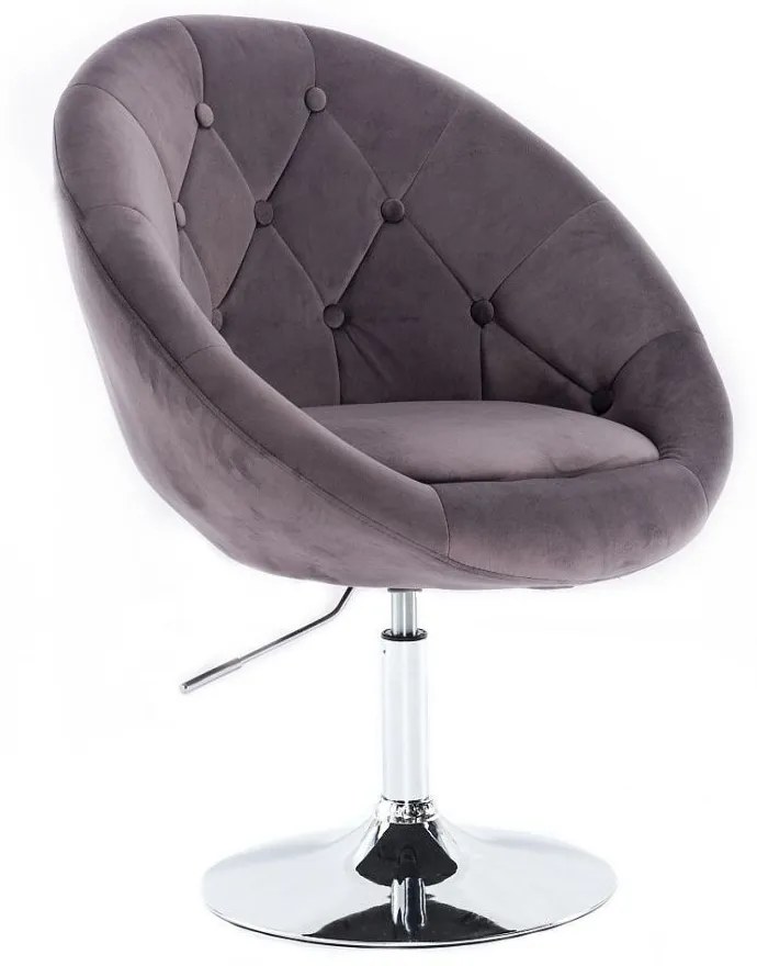 LuxuryForm DESIGN Kreslo VERA VELUR na striebornom tanieri - tmavosivé