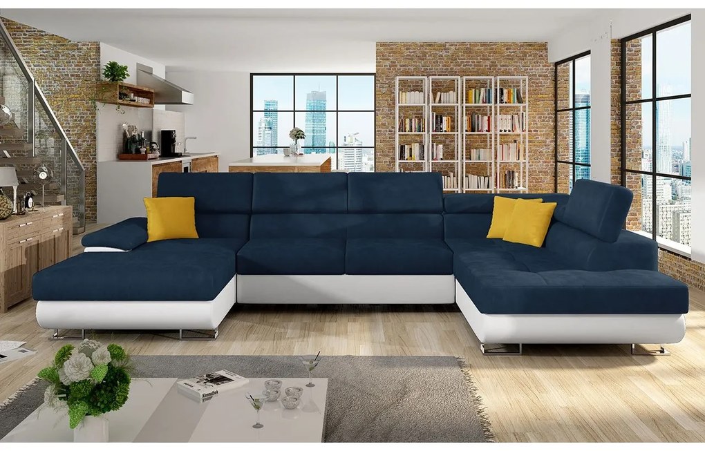 Rohová sedacia súprava Alvin Bis, Dostupné poťahy: ekokoža Soft 017 + Uttario Velvet 2971 + Kronos 02, Strana: Ľavá - U