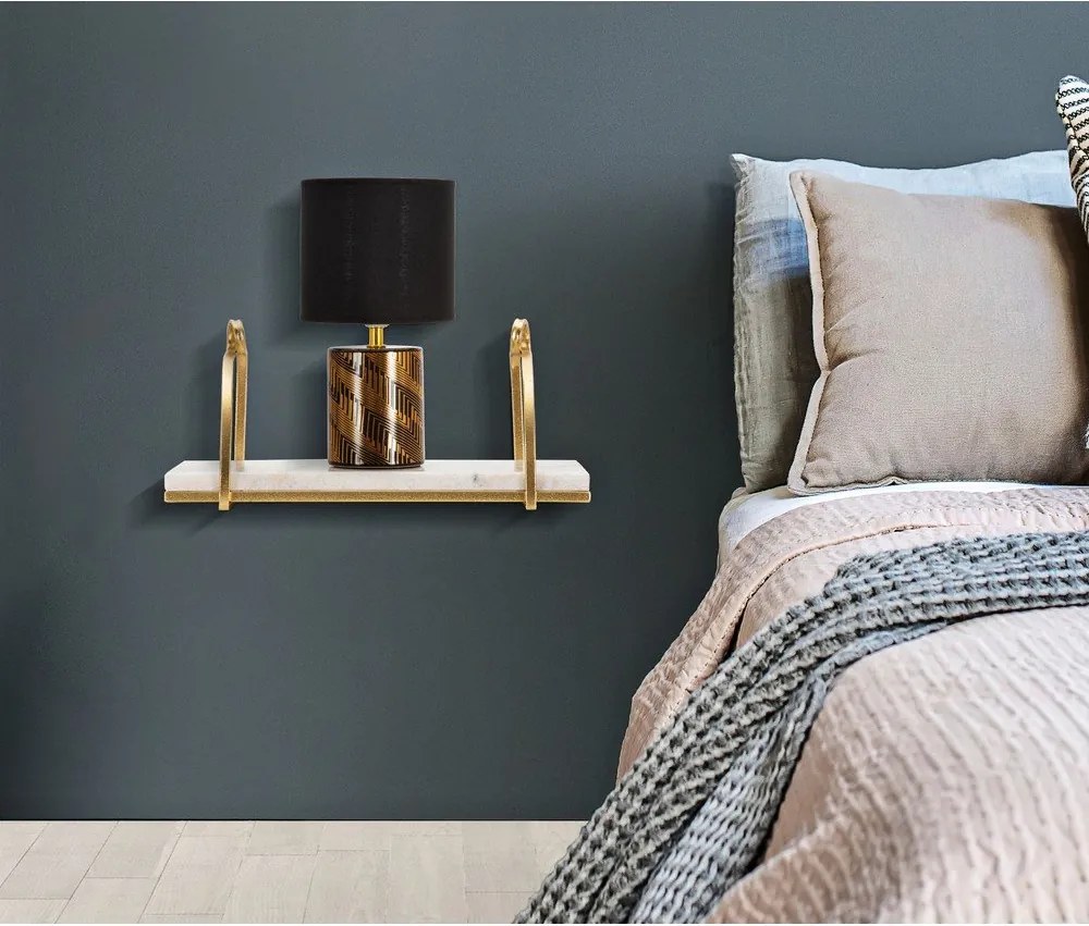 Biela/v zlatej farbe mramorová polica 40 cm Marble – Mauro Ferretti