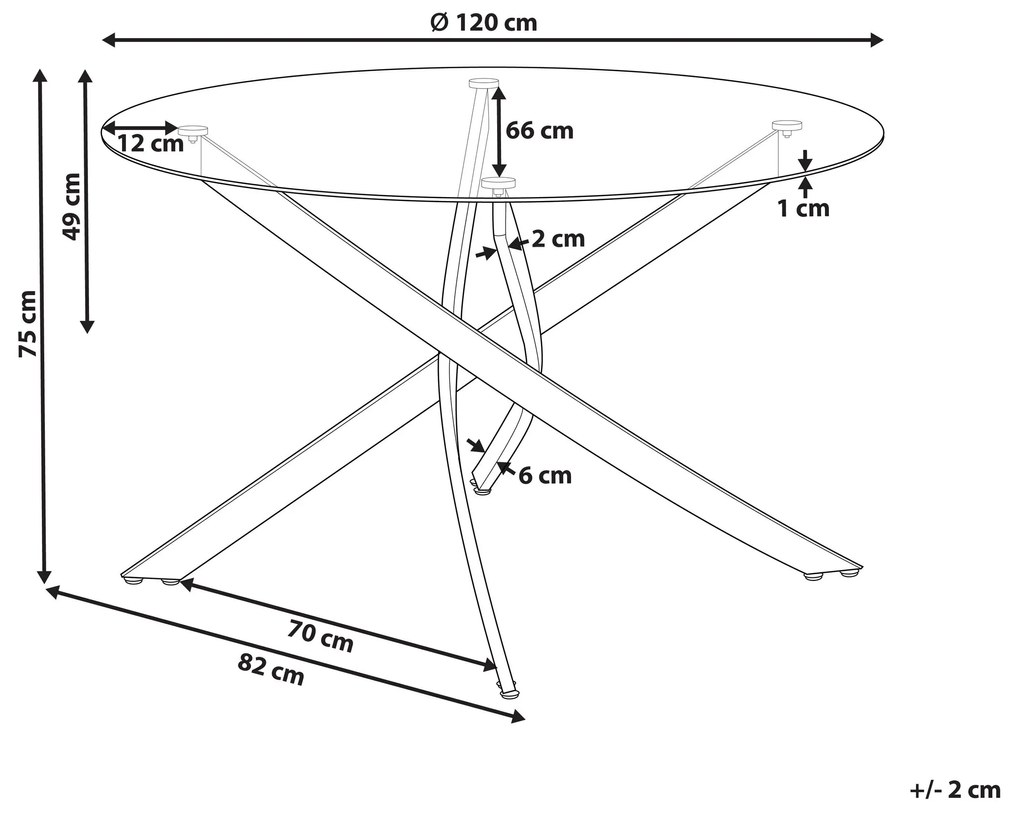 Okrúhly jedálenský stôl so sklenenou doskou ⌀ 120 cm zlatý MARAMO Beliani