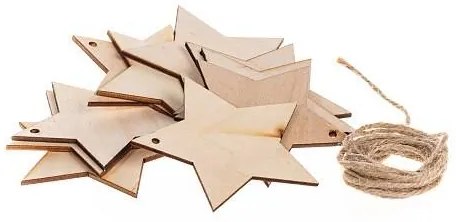 DECOLED Dřevěná dekorace, hvězda, 8 cm, 10ks/bal.