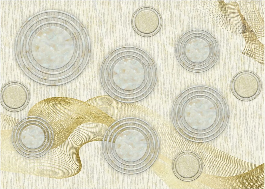 Sklenený obraz - Abstrakcia, mramorové kruhy (70x50 cm)